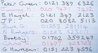 List of Handwritten Numbers