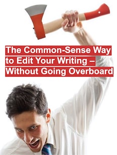 Copywriter putting an axe to writing