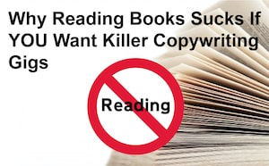 Warning sign telling copywriters not to read books