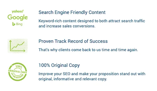 List of SEO copywriting features and benefits
