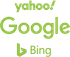 Google, Yahoo! and Bing logos